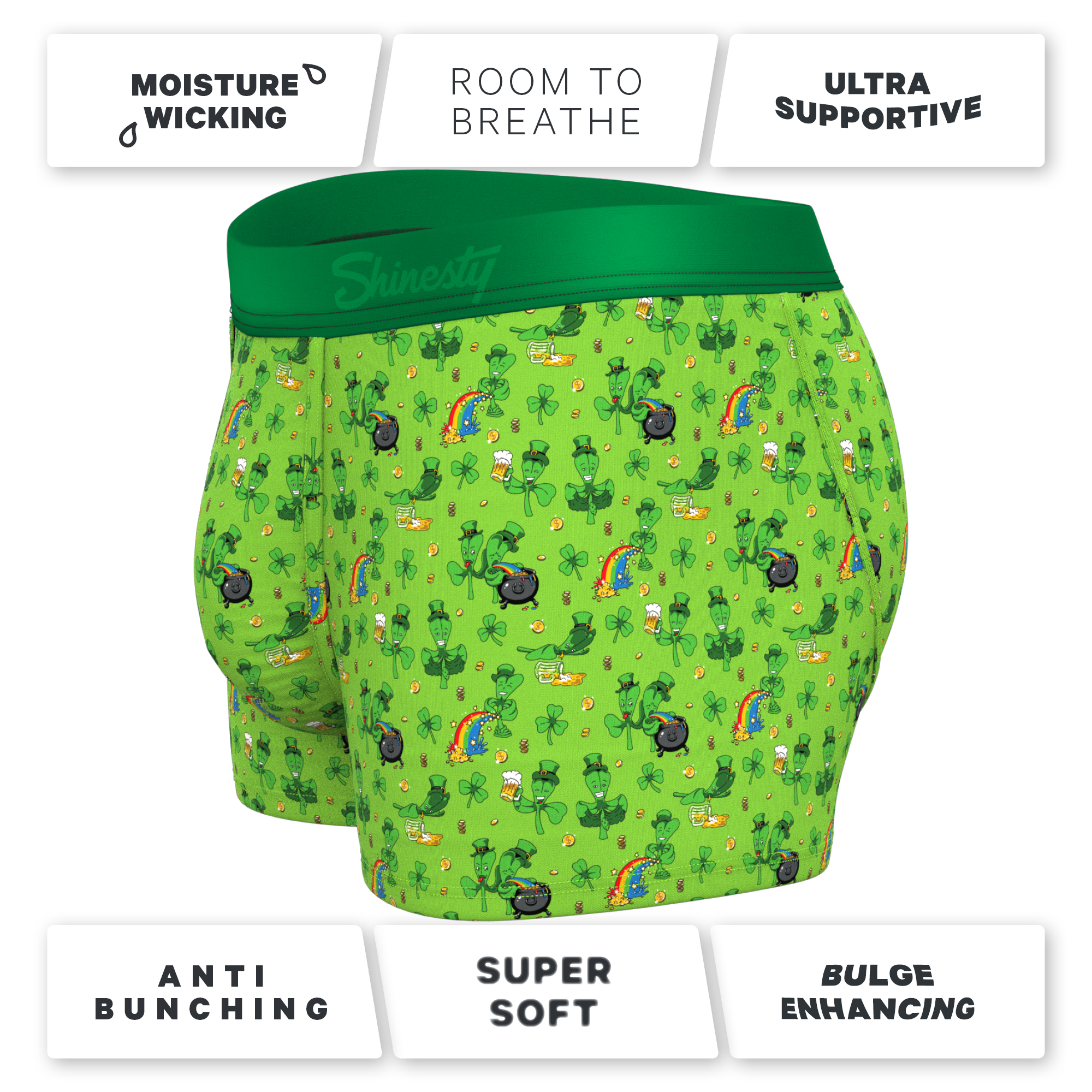 The 3 Leafs To The Wind | St Patricks Day Clovers Ball Hammock® Pouch Trunks Underwear - Shinesty