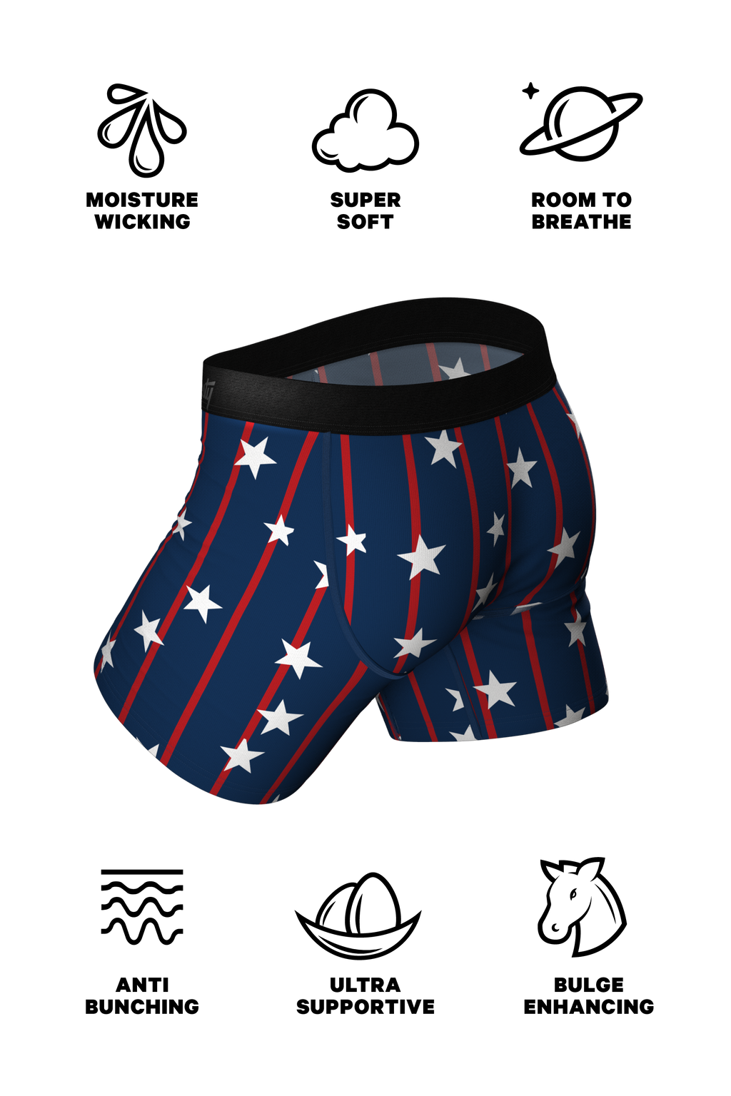 The Stars & Stripes | USA Pinstripe Ball Hammock® Pouch Underwear With Fly - Shinesty