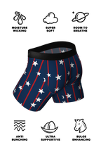 The Stars & Stripes | USA Pinstripe Ball Hammock® Pouch Underwear With Fly - Shinesty
