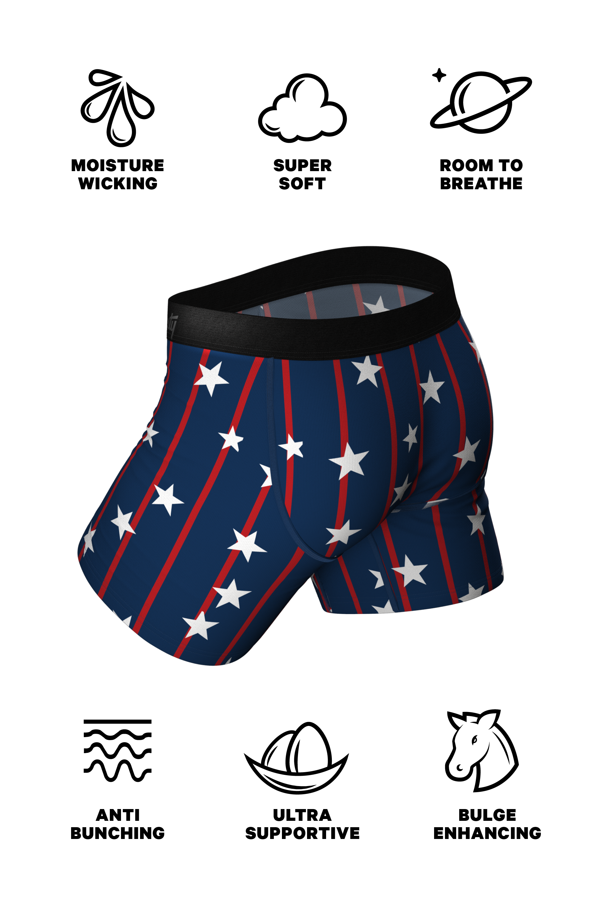 The Stars & Stripes | USA Pinstripe Ball Hammock® Pouch Underwear With Fly - Shinesty