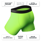 The Supernova | Bright Green Ball Hammock® Pouch Underwear With Fly - Shinesty