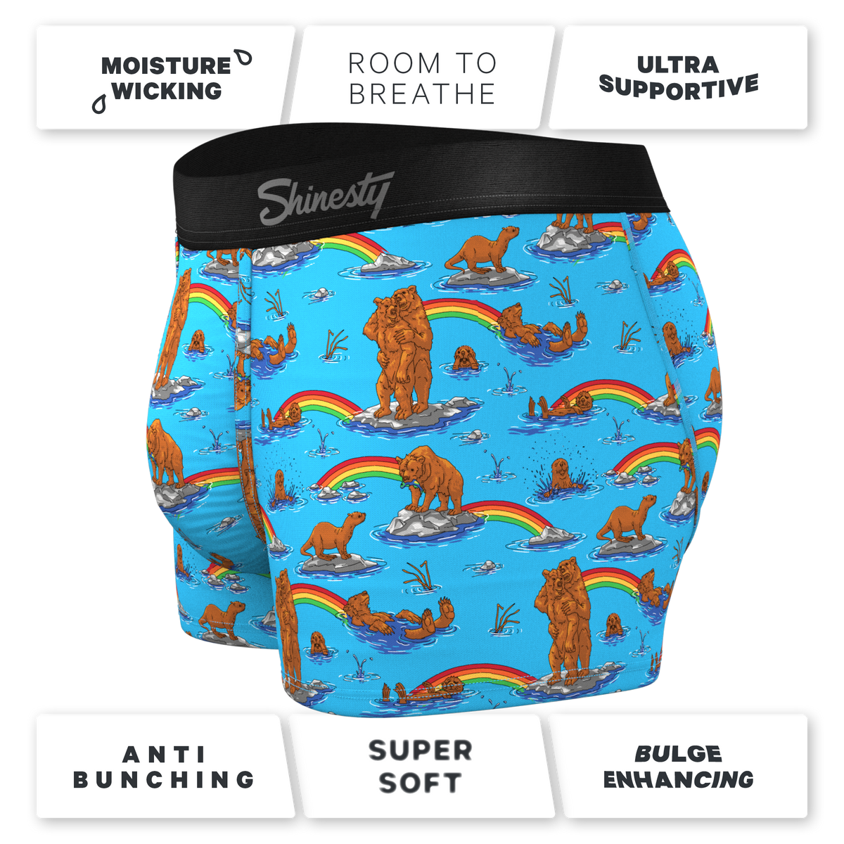 The Bear | Bear and Otter Rainbow Ball Hammock® Pouch Trunks Underwear - Shinesty