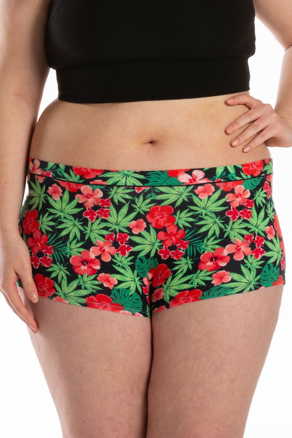 The Bongstera | Tropical Weed Modal Boyshort Underwear - Shinesty
