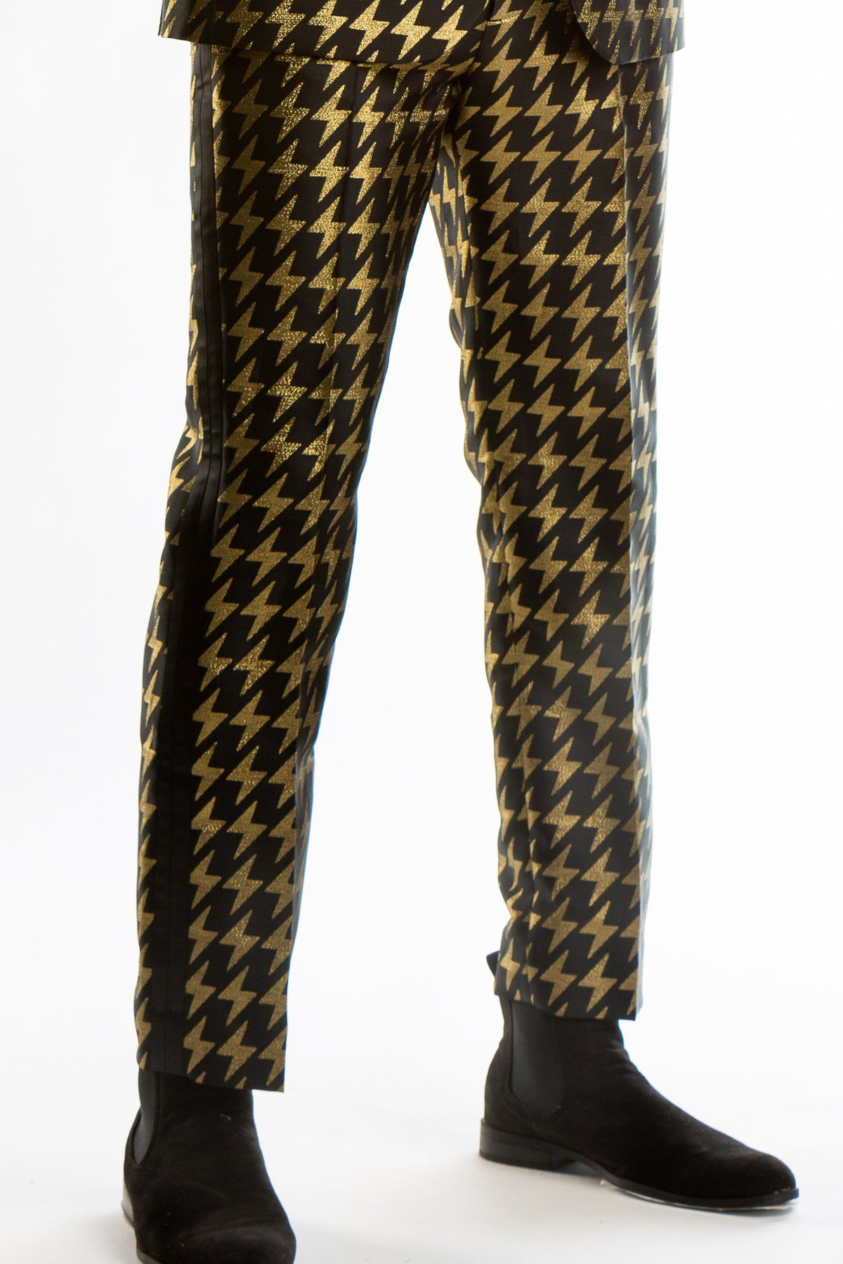 The Caviar and Cocktails | Gold Jacquard Black Label Suit - Shinesty