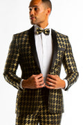 The Caviar and Cocktails | Gold Jacquard Black Label Suit - Shinesty