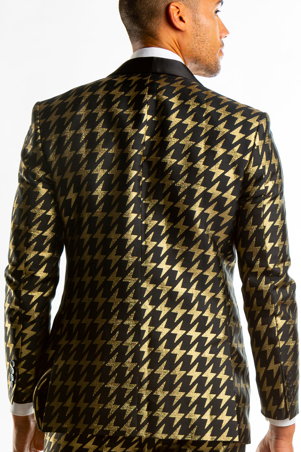The Caviar and Cocktails | Gold Jacquard Black Label Suit - Shinesty