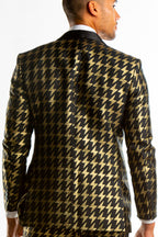 The Caviar and Cocktails | Gold Jacquard Black Label Suit - Shinesty