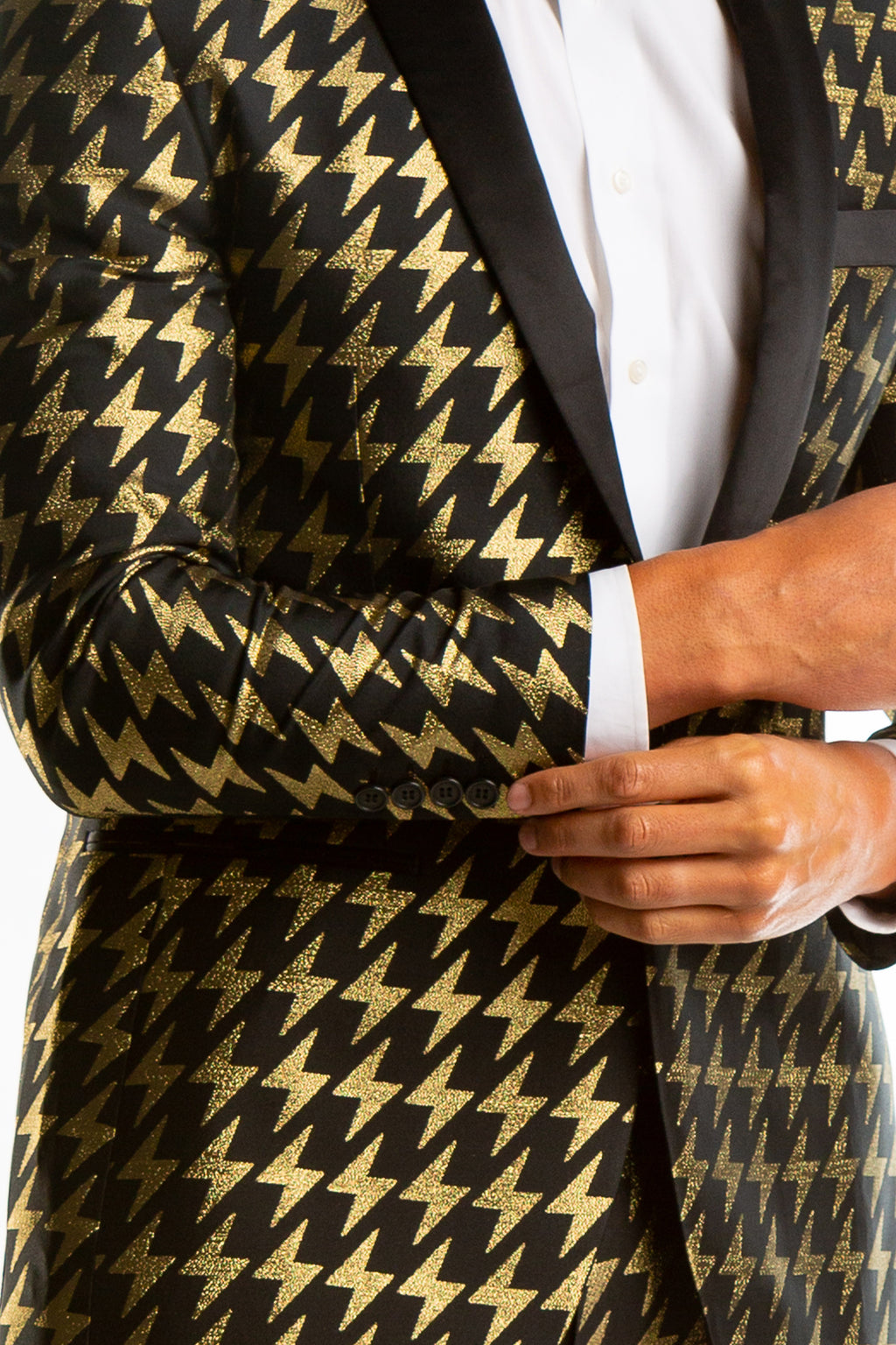 The Caviar and Cocktails | Gold Jacquard Black Label Suit - Shinesty