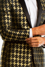The Caviar and Cocktails | Gold Jacquard Black Label Suit - Shinesty