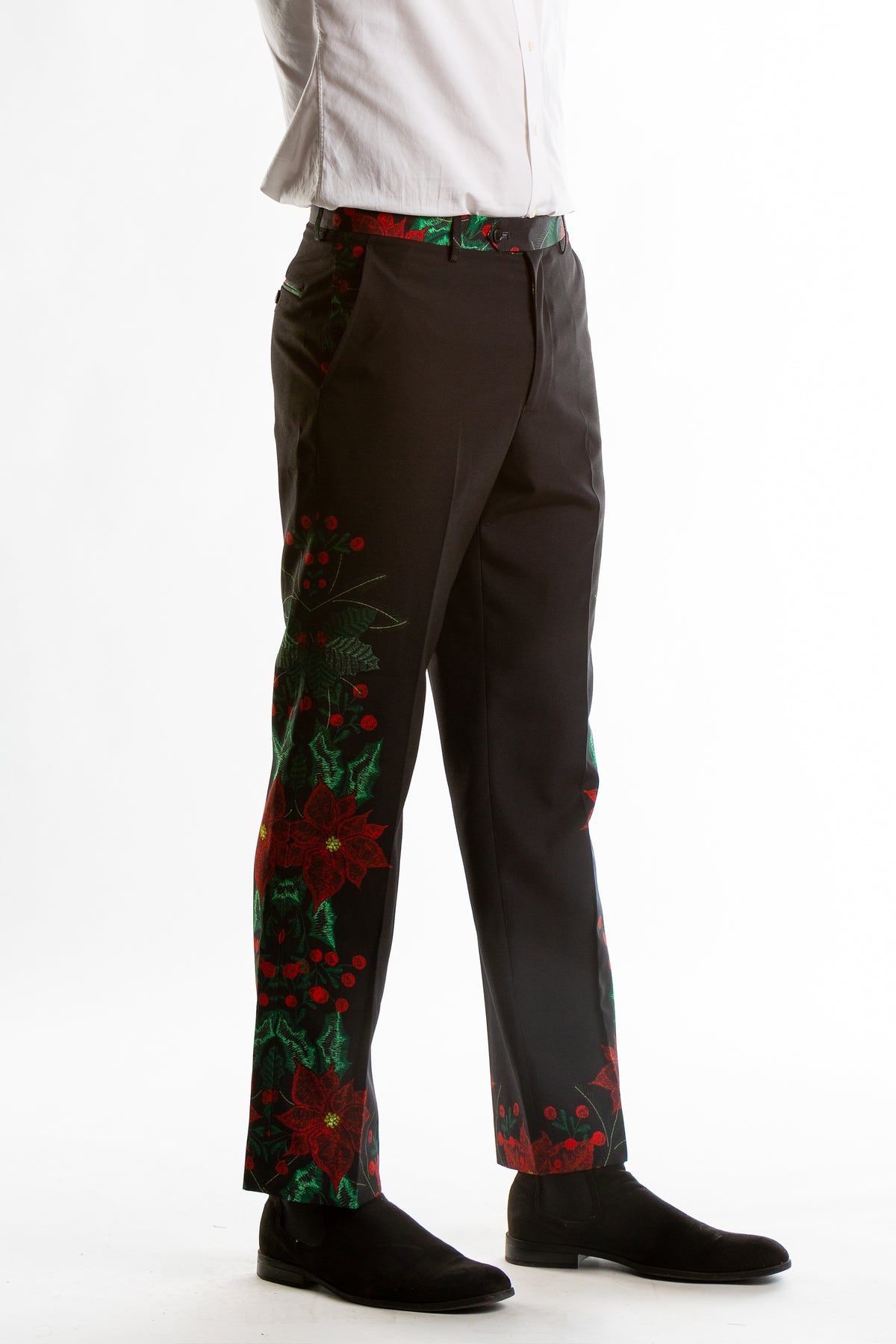 The Centerpiece | Poinsettia Ugly Christmas Suit Pants - Shinesty