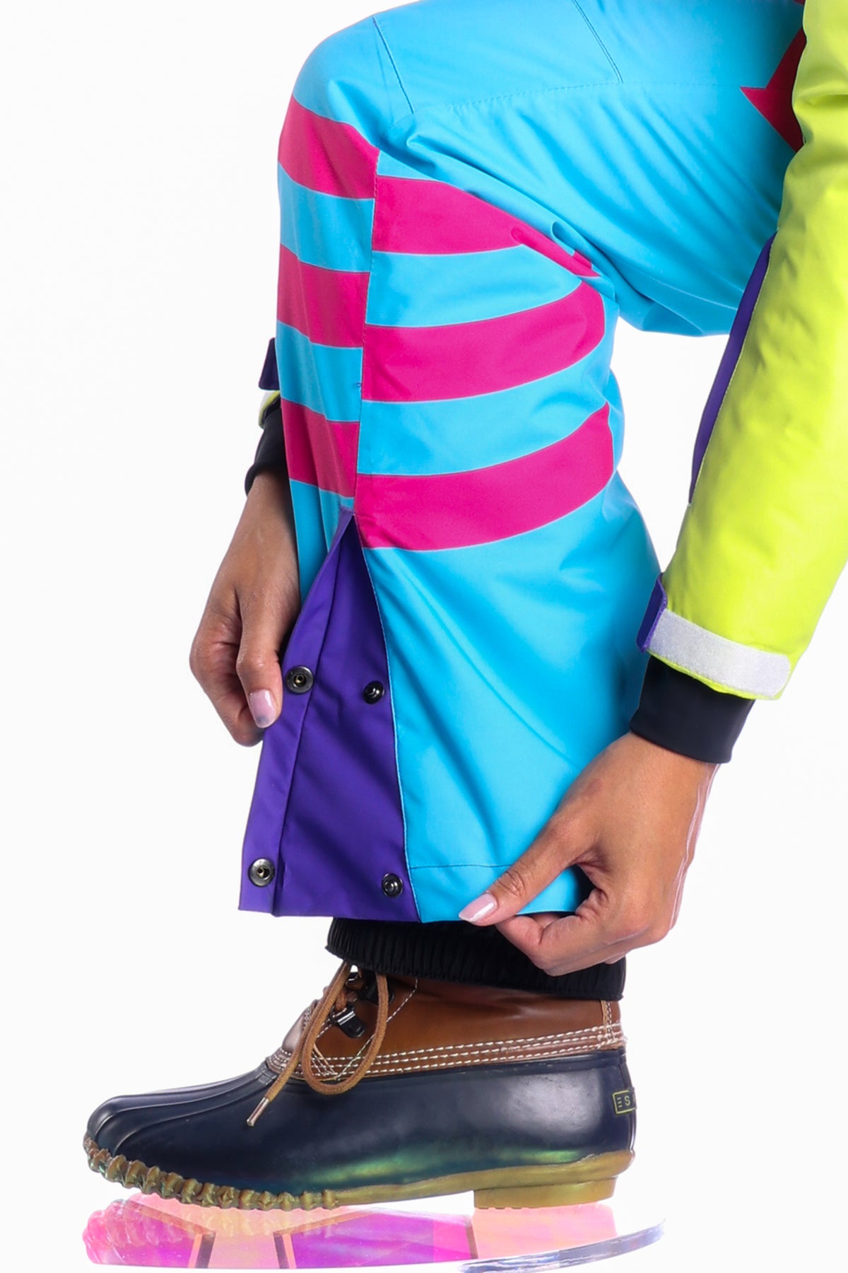 The Chute Your Shot | Neon Purple Retro Women's One Piece Ski Suit - Shinesty