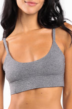 The Seattle Skyline | Black Marble Heather Boob Hammock™ Scoop Bralette - Shinesty