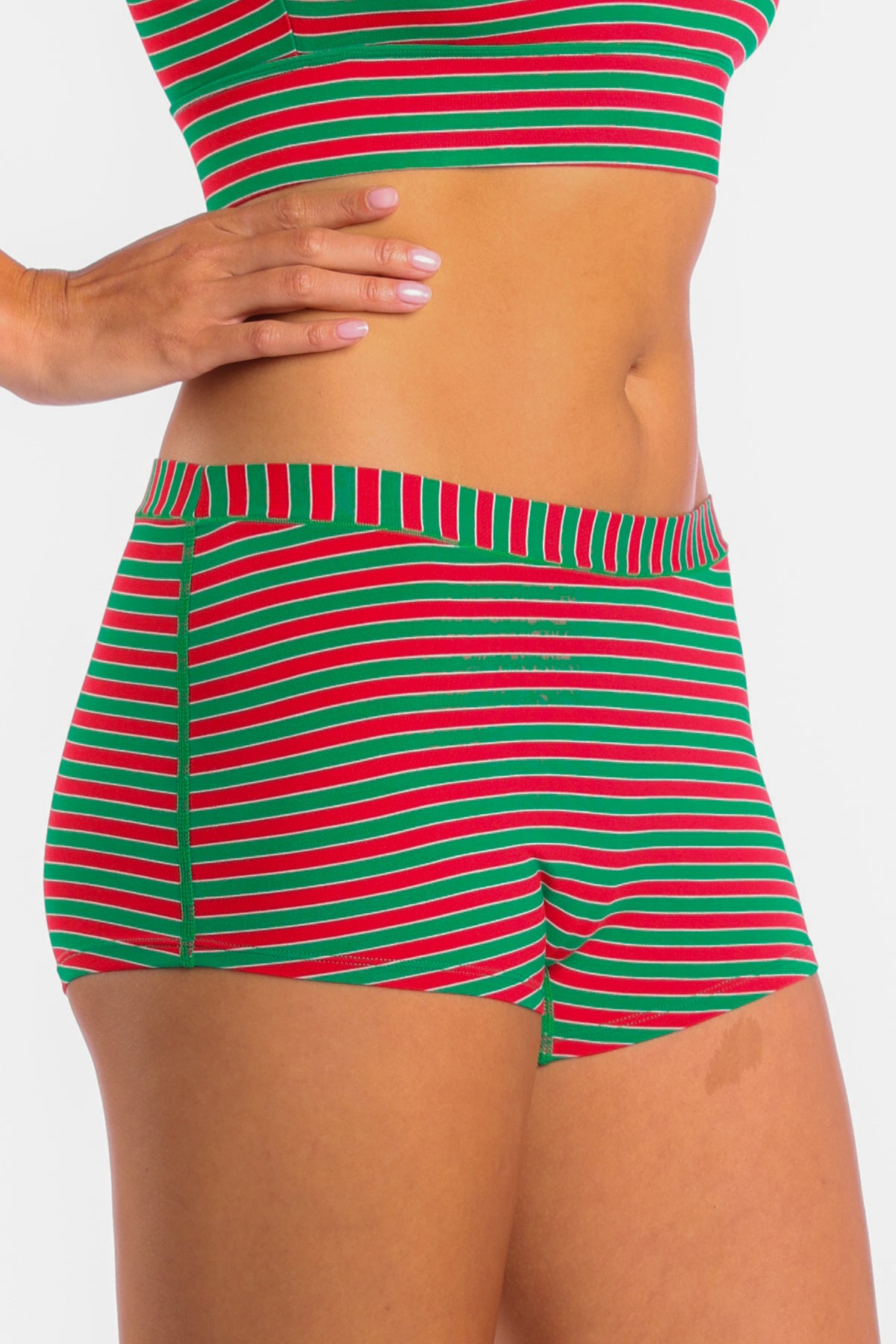 The Stripe Club | Christmas Striped Modal Boyshort Underwear - Shinesty