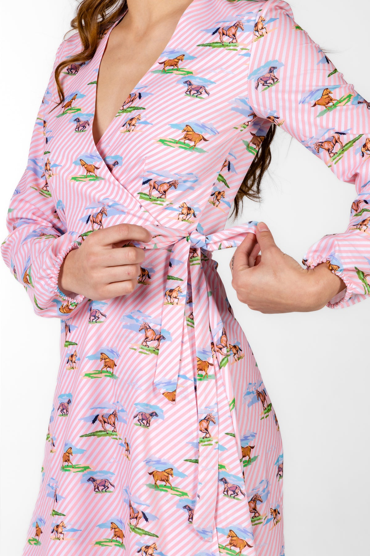 The Supreme Steed | Derby Horses Wrap Dress - Shinesty