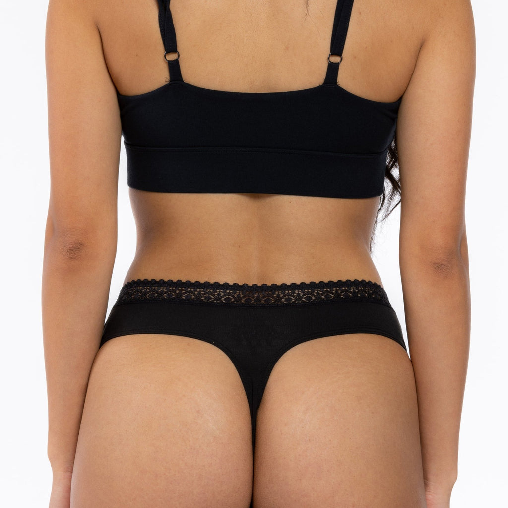 The Threat Level Midnight | Black Lace Trim Thong Underwear - Shinesty