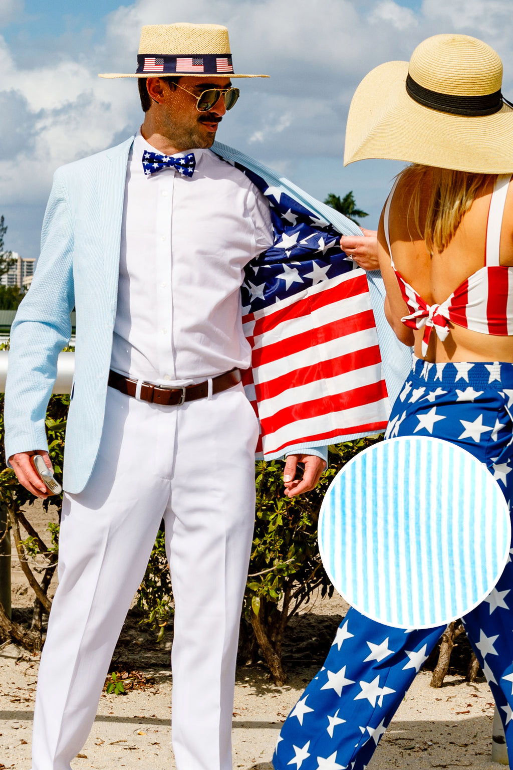 The Baby Azul | Blue USA Seersucker Suit - Shinesty